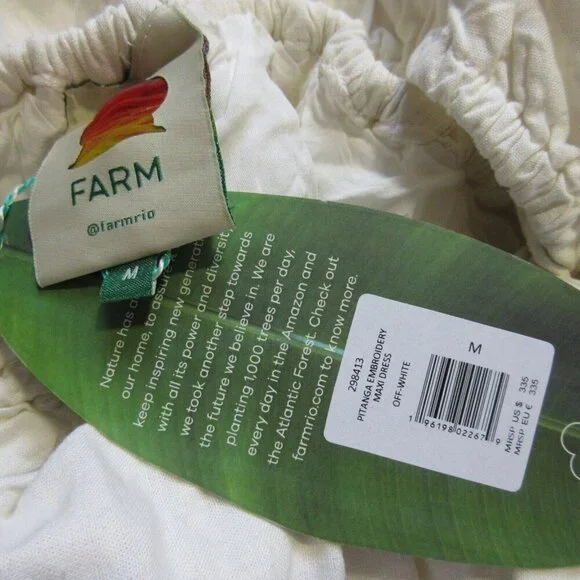 NWT FARM Rio Pitanga Maxi in Off-white Embroidered One Shoulder Cut-out Dress M - Picture 7 of 7